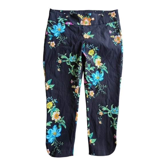 Zac & Rachel Ankle Pants Women Floral Stretch Casual Size 14P Artsy Boho… - Picture 1 of 13